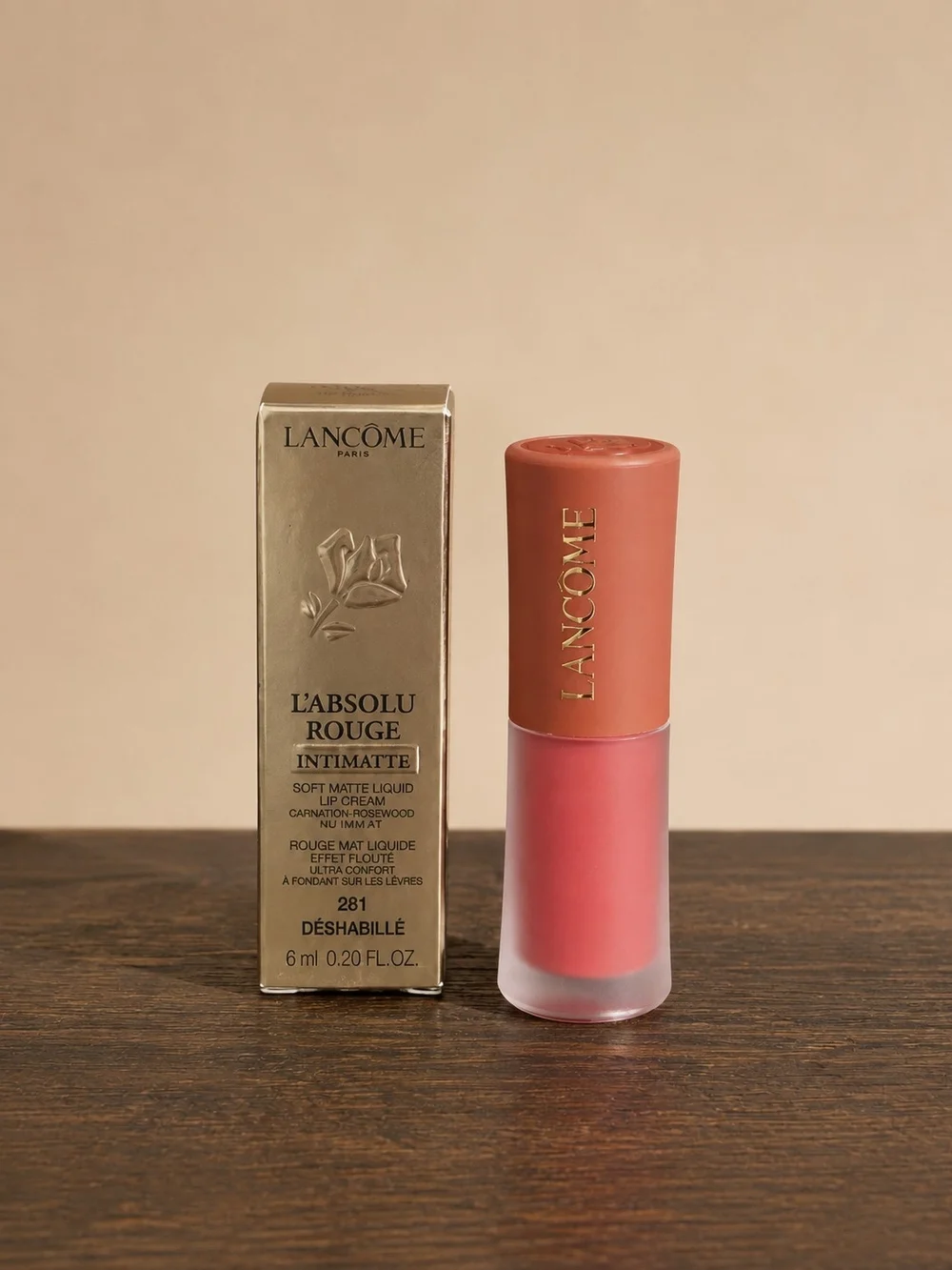 L'Absolu Rouge Intimatte Soft Matte Liquid Lip Cream - 281 Déshabillé (Pink)